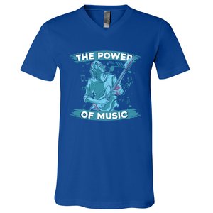 Music Teacher School Professor Musical Gift The Power Of Music Great Gift V-Neck T-Shirt