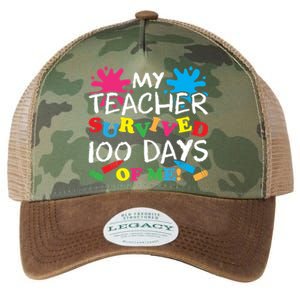 My Teacher Survived 100 Days Of Me Happy 100th Day School Gift Legacy Tie Dye Trucker Hat