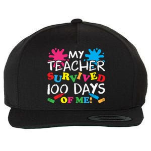 My Teacher Survived 100 Days Of Me Happy 100th Day School Gift Wool Snapback Cap