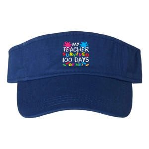 My Teacher Survived 100 Days Of Me Happy 100th Day School Gift Valucap Bio-Washed Visor