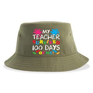 My Teacher Survived 100 Days Of Me Happy 100th Day School Gift Sustainable Bucket Hat