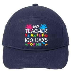 My Teacher Survived 100 Days Of Me Happy 100th Day School Gift 7-Panel Snapback Hat