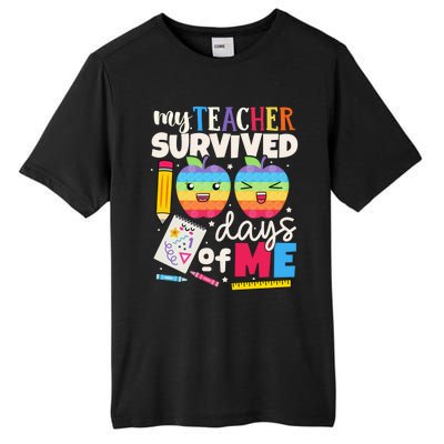 My Teacher Survived 100 Days Of Me In School Funny Students Gift Tall Fusion ChromaSoft Performance T-Shirt