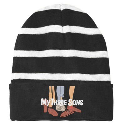 My Three Sons Shoes Retro Lover Gift Striped Beanie with Solid Band