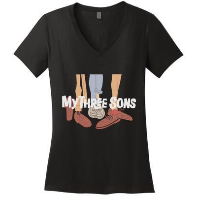 My Three Sons Shoes Retro Lover Gift Women's V-Neck T-Shirt