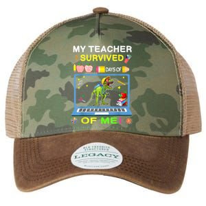 My Teacher Survived 100 Days Of Me School Dinosaur Gift Legacy Tie Dye Trucker Hat