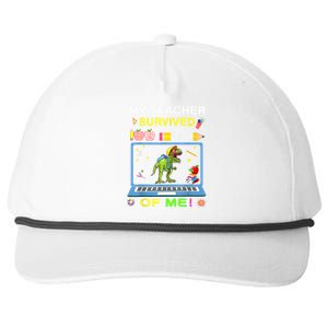 My Teacher Survived 100 Days Of Me School Dinosaur Gift Snapback Five-Panel Rope Hat