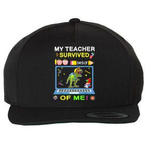 My Teacher Survived 100 Days Of Me School Dinosaur Gift Wool Snapback Cap