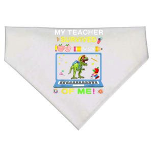 My Teacher Survived 100 Days Of Me School Dinosaur Gift USA-Made Doggie Bandana