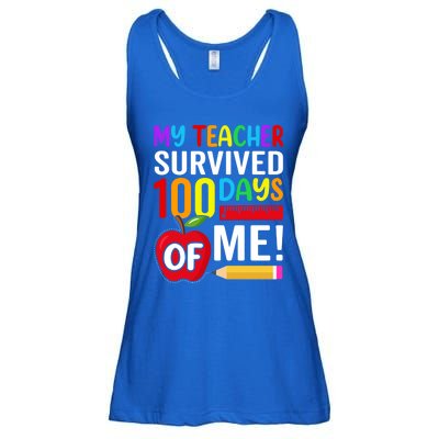 My Teacher Survived 100 Days Of Me Funny Kindergarten Gift Ladies Essential Flowy Tank