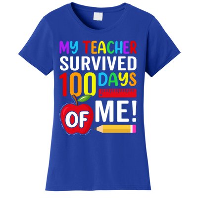 My Teacher Survived 100 Days Of Me Funny Kindergarten Gift Women's T-Shirt