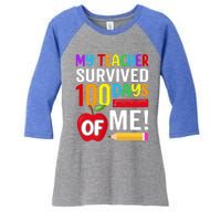 My Teacher Survived 100 Days Of Me Funny Kindergarten Gift Women's Tri-Blend 3/4-Sleeve Raglan Shirt