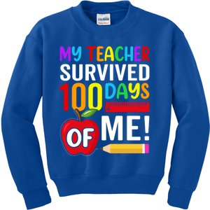 My Teacher Survived 100 Days Of Me Funny Kindergarten Gift Kids Sweatshirt