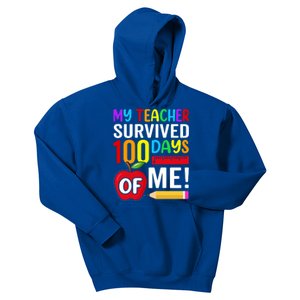 My Teacher Survived 100 Days Of Me Funny Kindergarten Gift Kids Hoodie