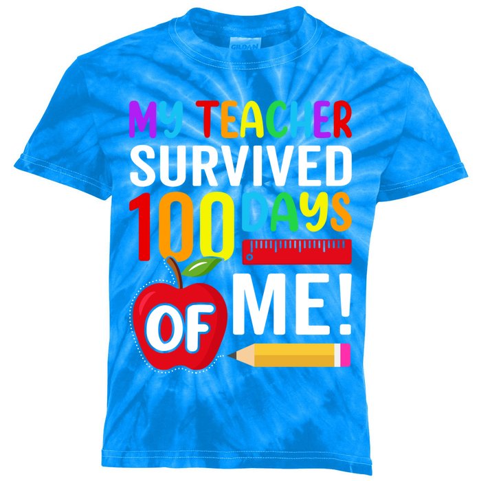 My Teacher Survived 100 Days Of Me Funny Kindergarten Gift Kids Tie-Dye T-Shirt