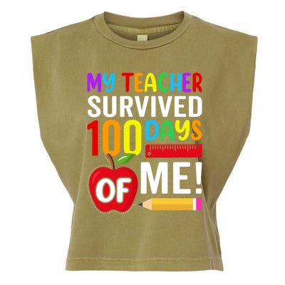 My Teacher Survived 100 Days Of Me Funny Kindergarten Gift Garment-Dyed Women's Muscle Tee