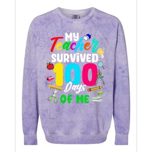 My Teacher Survived 100 Days Of Me School Cute Gift Colorblast Crewneck Sweatshirt