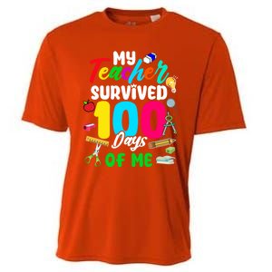 My Teacher Survived 100 Days Of Me School Cute Gift Cooling Performance Crew T-Shirt