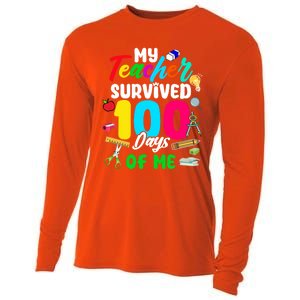 My Teacher Survived 100 Days Of Me School Cute Gift Cooling Performance Long Sleeve Crew