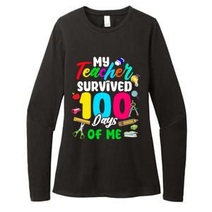 My Teacher Survived 100 Days Of Me School Cute Gift Womens CVC Long Sleeve Shirt