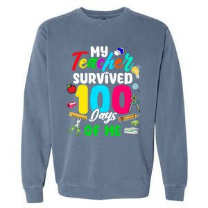 My Teacher Survived 100 Days Of Me School Cute Gift Garment-Dyed Sweatshirt