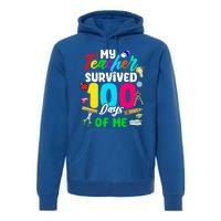 My Teacher Survived 100 Days Of Me School Cute Gift Premium Hoodie