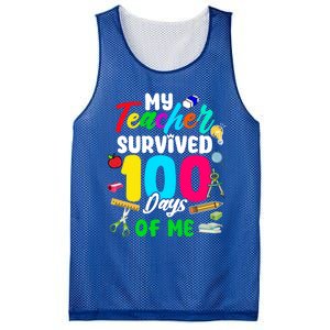 My Teacher Survived 100 Days Of Me School Cute Gift Mesh Reversible Basketball Jersey Tank