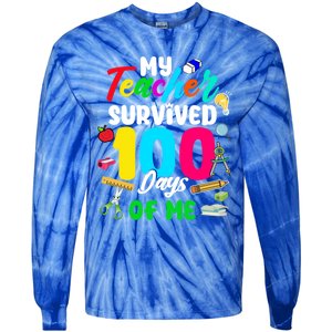 My Teacher Survived 100 Days Of Me School Cute Gift Tie-Dye Long Sleeve Shirt