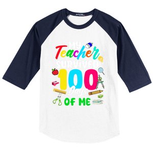 My Teacher Survived 100 Days Of Me School Cute Gift Baseball Sleeve Shirt