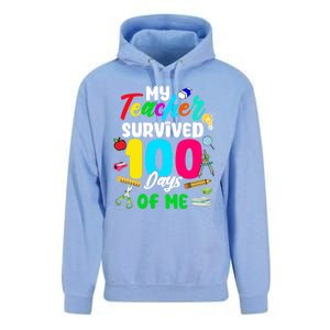 My Teacher Survived 100 Days Of Me School Cute Gift Unisex Surf Hoodie