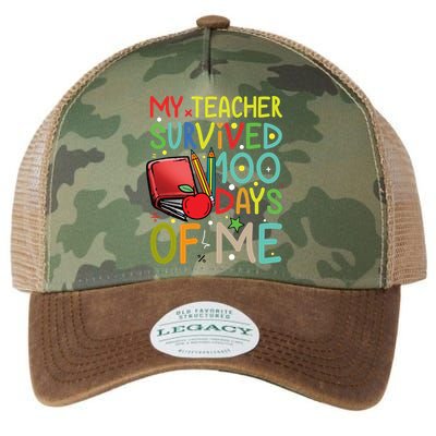 My Teacher Survived 100 Days Of Me Funny School Great Gift Legacy Tie Dye Trucker Hat