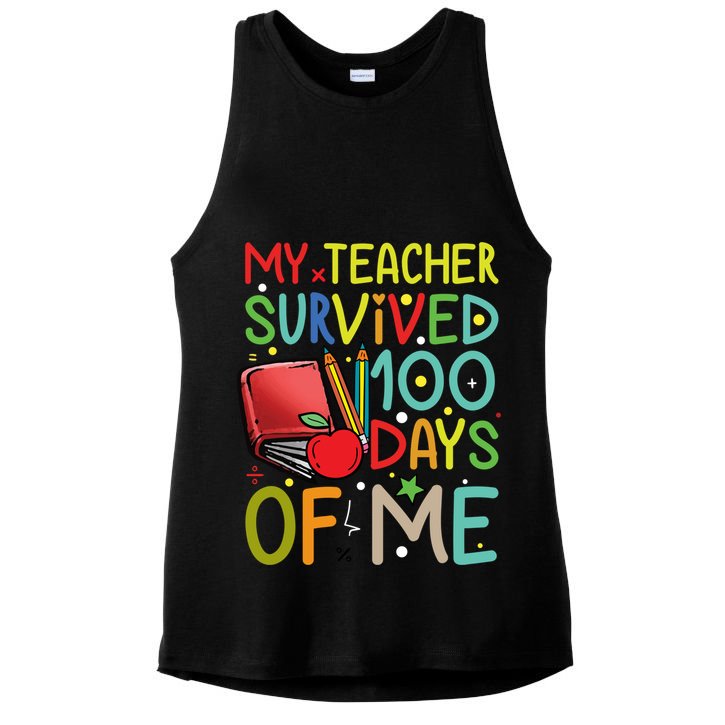 My Teacher Survived 100 Days Of Me Funny School Great Gift Ladies PosiCharge Tri-Blend Wicking Tank