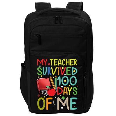 My Teacher Survived 100 Days Of Me Funny School Great Gift Impact Tech Backpack