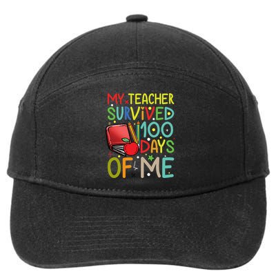 My Teacher Survived 100 Days Of Me Funny School Great Gift 7-Panel Snapback Hat