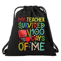 My Teacher Survived 100 Days Of Me Funny School Great Gift Drawstring Bag