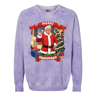 Merry Trumpmas Santa Trumpchristmas Pajamas Funny Colorblast Crewneck Sweatshirt