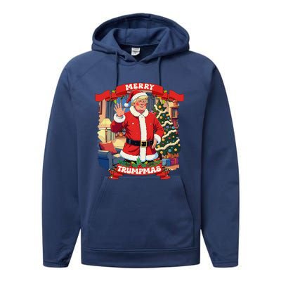 Merry Trumpmas Santa Trumpchristmas Pajamas Funny Performance Fleece Hoodie