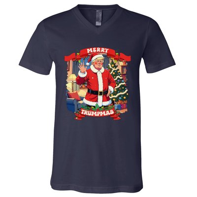 Merry Trumpmas Santa Trumpchristmas Pajamas Funny V-Neck T-Shirt