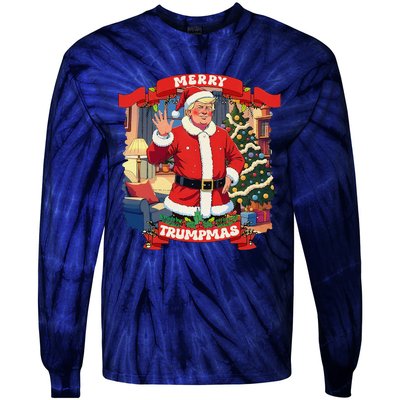 Merry Trumpmas Santa Trumpchristmas Pajamas Funny Tie-Dye Long Sleeve Shirt