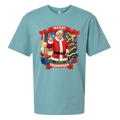 Merry Trumpmas Santa Trumpchristmas Pajamas Funny Sueded Cloud Jersey T-Shirt