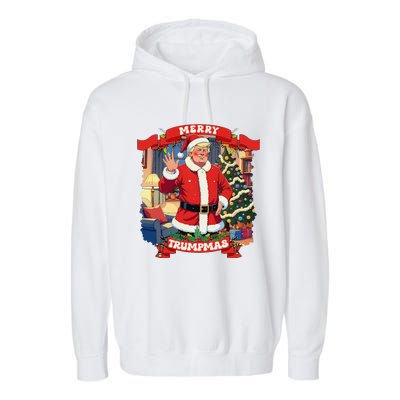 Merry Trumpmas Santa Trumpchristmas Pajamas Funny Garment-Dyed Fleece Hoodie