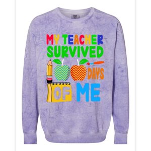 My Teacher Survived 100 Days Of Me Gift Teachers Students Gift Colorblast Crewneck Sweatshirt