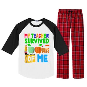 My Teacher Survived 100 Days Of Me Gift Teachers Students Gift Raglan Sleeve Pajama Set