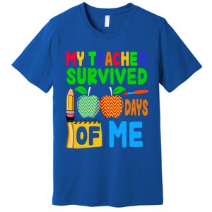 My Teacher Survived 100 Days Of Me Gift Teachers Students Gift Premium T-Shirt