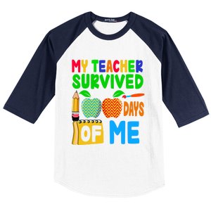 My Teacher Survived 100 Days Of Me Gift Teachers Students Gift Baseball Sleeve Shirt