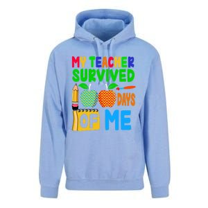 My Teacher Survived 100 Days Of Me Gift Teachers Students Gift Unisex Surf Hoodie