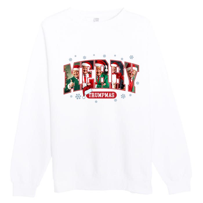 Merry Trumpmas Santa Trump Christmas Pajamas Funny Premium Crewneck Sweatshirt