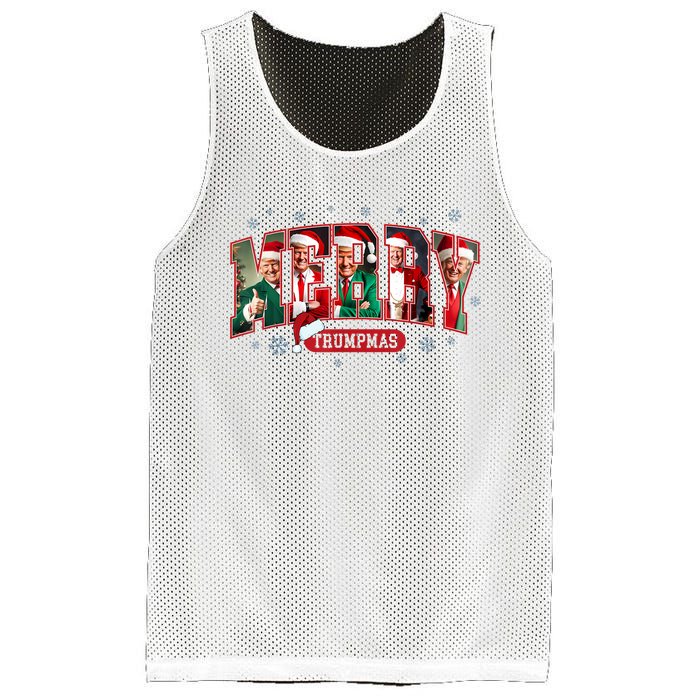 Merry Trumpmas Santa Trump Christmas Pajamas Funny Mesh Reversible Basketball Jersey Tank