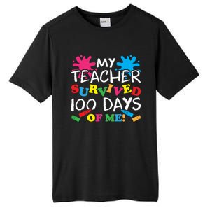 My Teacher Survived 100 Days Of Me Happy 100th Day School Gift Tall Fusion ChromaSoft Performance T-Shirt