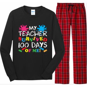 My Teacher Survived 100 Days Of Me Happy 100th Day School Gift Long Sleeve Pajama Set